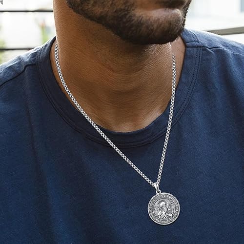 Miniatura 4 de San Miguel Cristóbal Jude Benedicto Antonio Collar con colgante de medalla para hombres, niños y mujeres con cadena Rolo de 24 pulgadas de