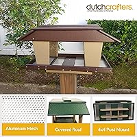 Vista 4 de DutchCrafters Comedero grande de plástico de polietileno con doble tolva para pájaros, montaje en poste, comedero de pájaros al aire libre para aves