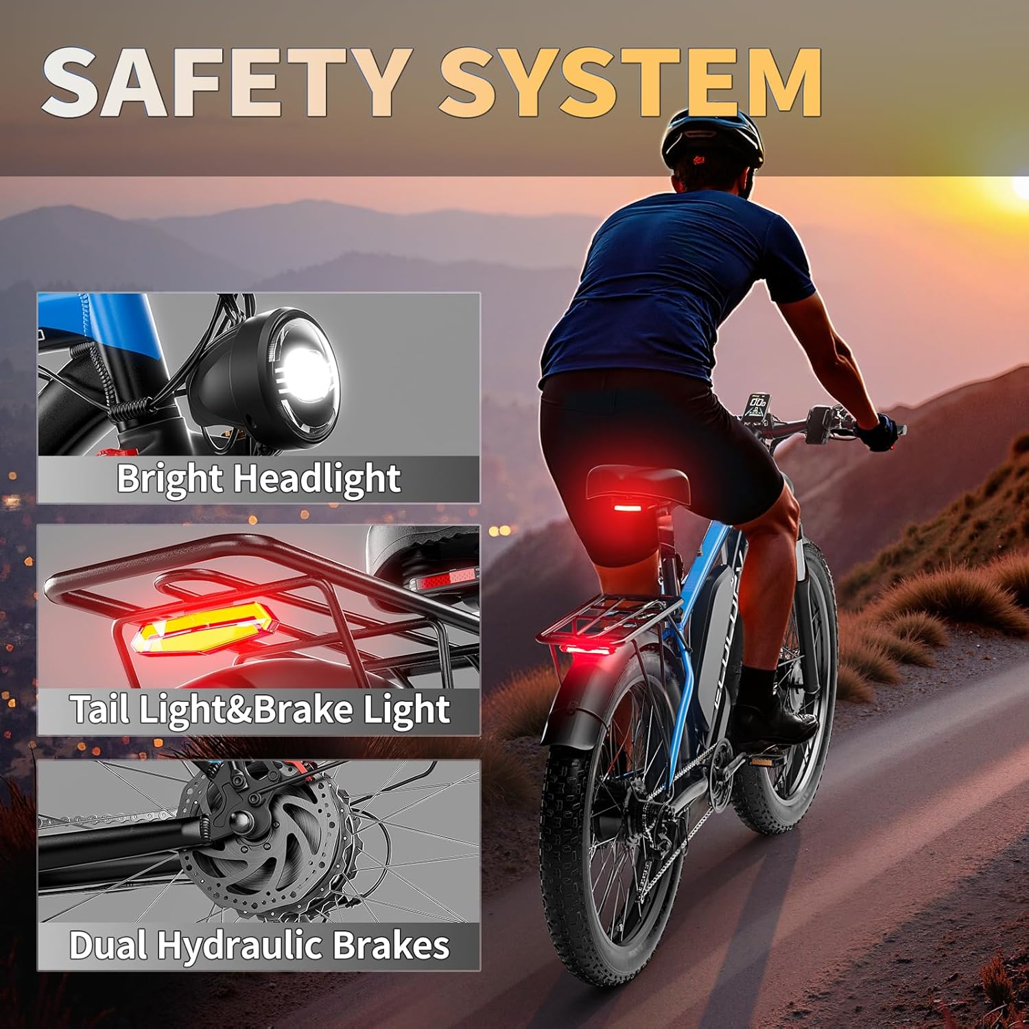 Dual Motor Electric Bikes for Adults, 6000W Peak Ebike, 52V 32Ah, Max 40-45MPH &100 Miles E-Bike, Hydraulic Disc Brake, 26" Fat Tire Off Road Snow Mountain E-bikes, 7-Speed Pedal Assist UL2849 by SGS