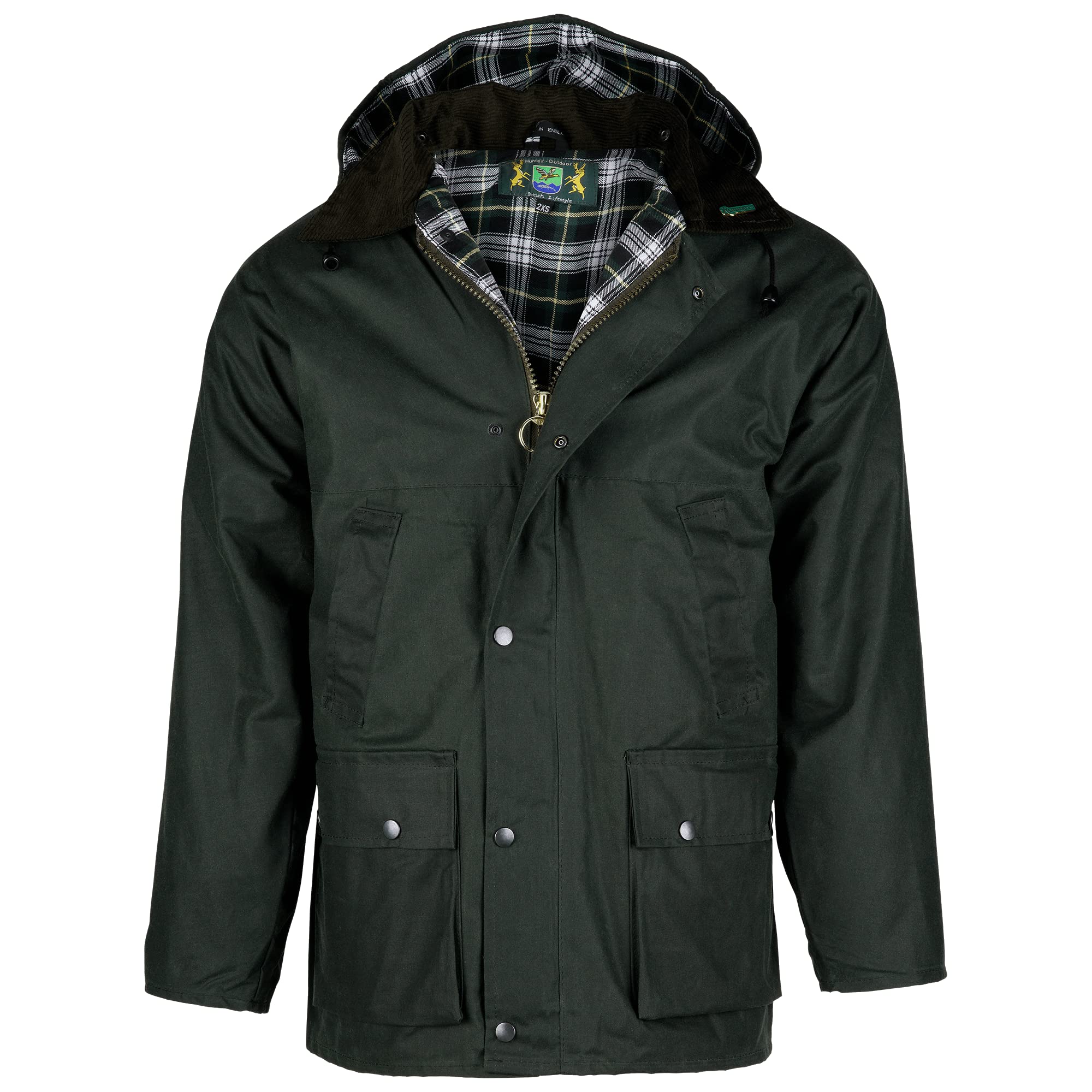 Romneys Chaqueta de cera inglesa forrada – El original | Robusto impermeable y cortavientos | Cálido y forrado como chaqueta de invierno con capucha