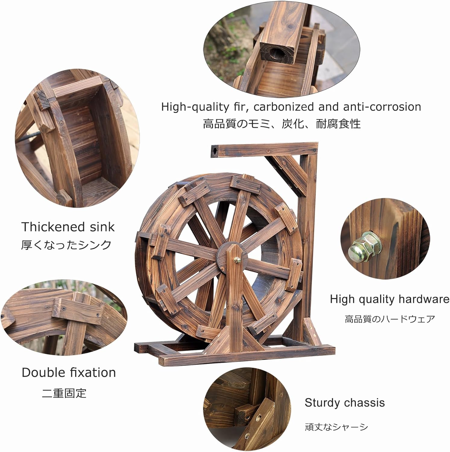 Water Wheel Fountain, Garden Decoration Water Feature,Wheel Fountain Patio Garden Water Feature Feng Shui Wheels Yard Outdoor Decorative for Bird Bath, Fish Tank, Pond Or Garden Decoration