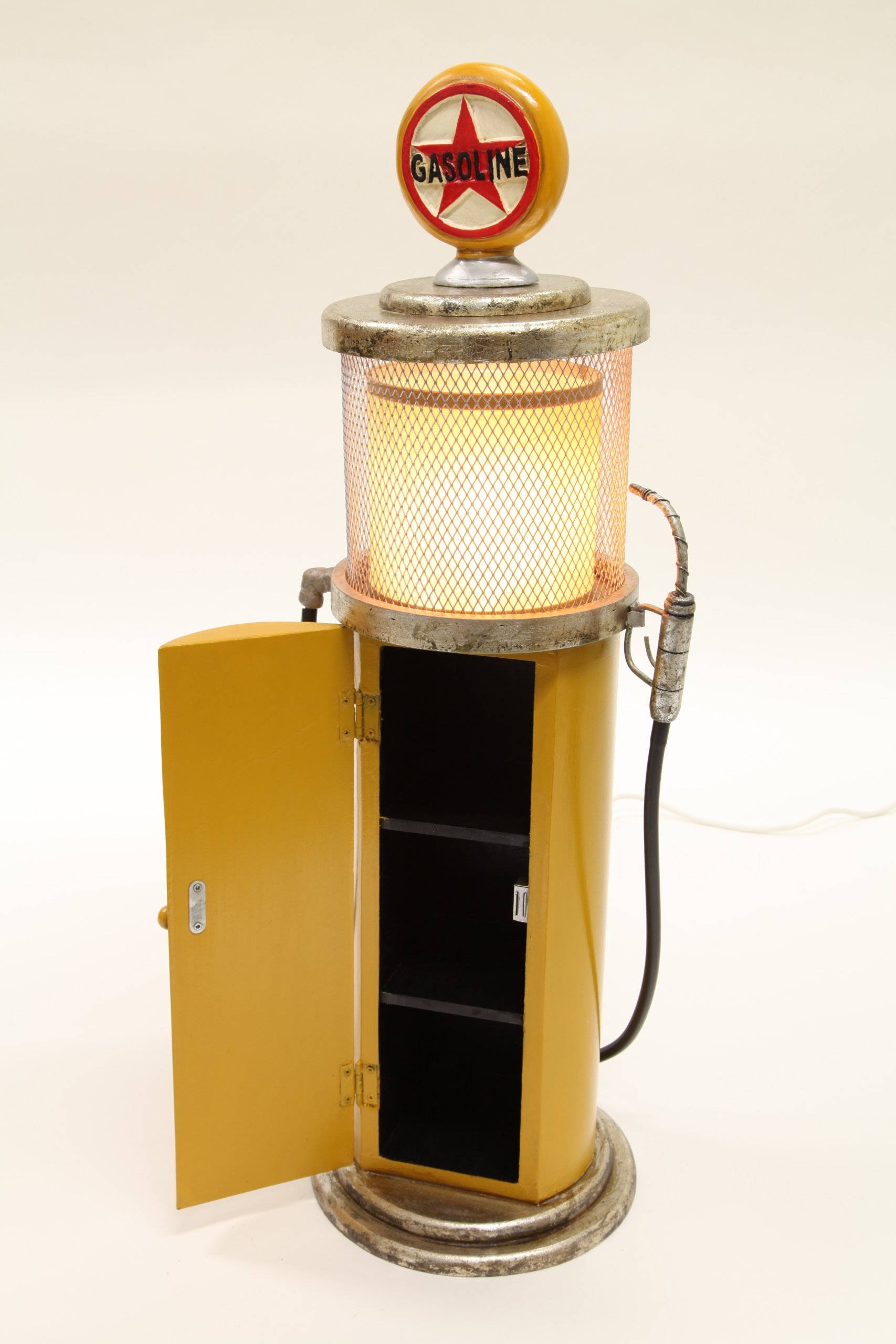 Mobiletto Porta CD A Forma Di Pompa Di Benzina Retro - Con Luci, 5 Ripiani, Chiusura Magnetica - Foto 11