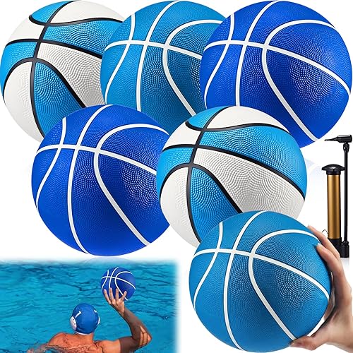 Miniatura 9 de 6 Pack Pool Basketball Size 3/4 Water Basketball Bulk with Pump Mini Ball Summer Pool Water Games for Indoor Outdoor Mini Ball Holder Waterproof