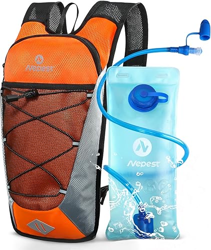 Nepest Mochila de hidratación con bolsa de agua de 2 L para ciclismo, mochila de agua para senderismo, correr, mochila de hidratación ligera