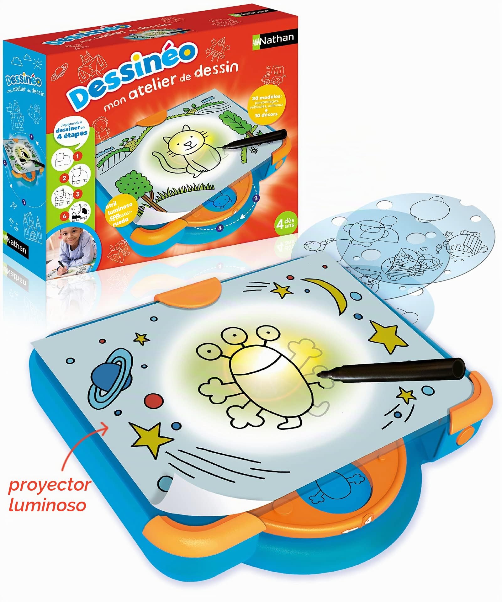 NATHAN - Dibujo - Mi Taller de Dibujo - Tabla De Brillante - Tableta Para Dibujar Paso a Paso - Aprender A Dibujar - A partir de 4 años