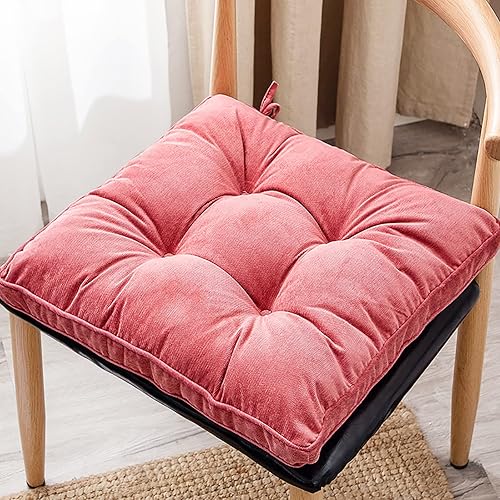 ETULLE Cojín de terciopelo moderno para silla, cojín cuadrado para respaldo lumbar, cojín de asiento suave con lazos, de pana para cocina, jardín,