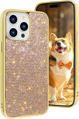 LUVI Fusicase - Funda para iPhone 11 Pro Max con diamantes de imitación, bonita funda protectora con diamantes de imitación brillantes con