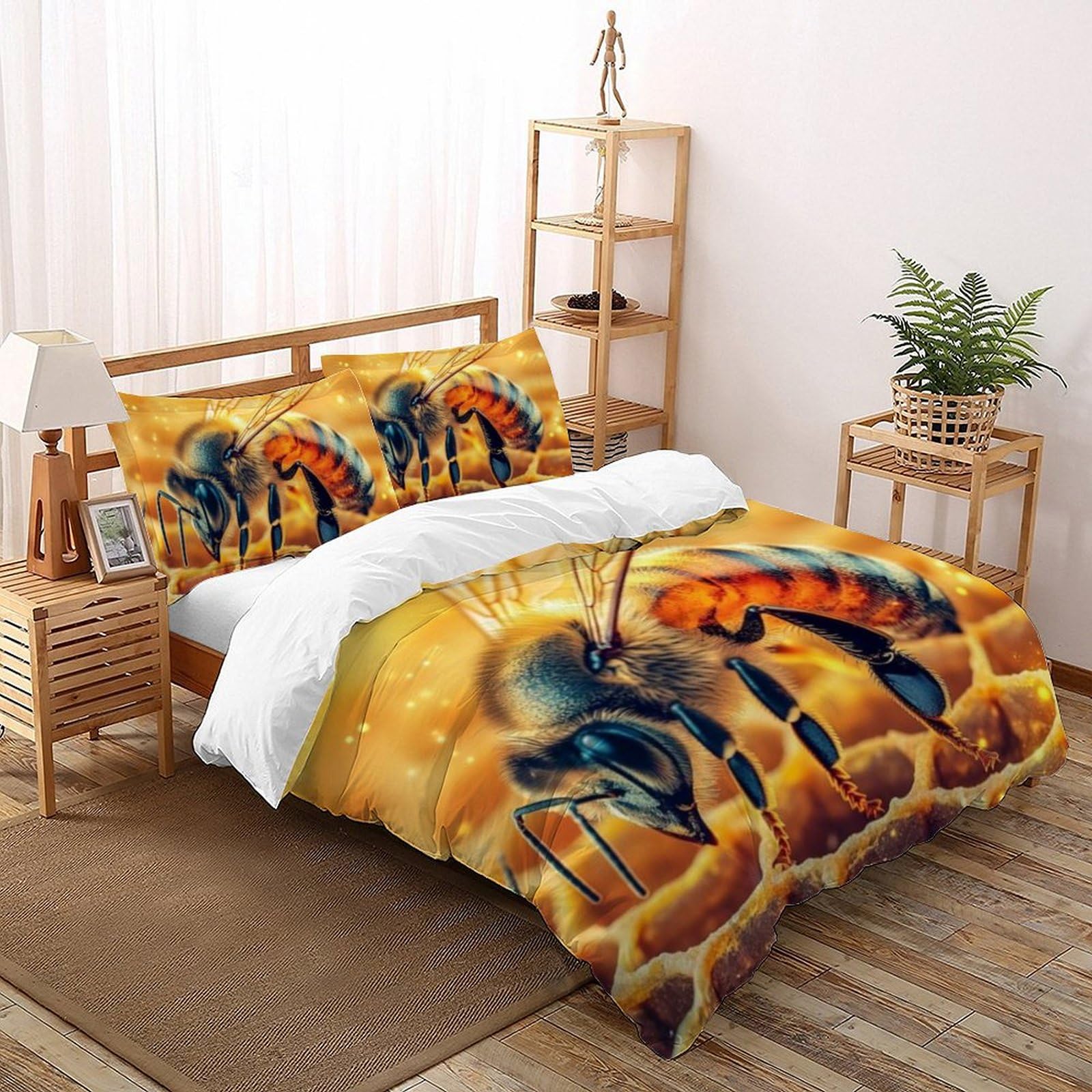 Lit super king enfant chaleureux avec la housse de couette abeille 260x220
