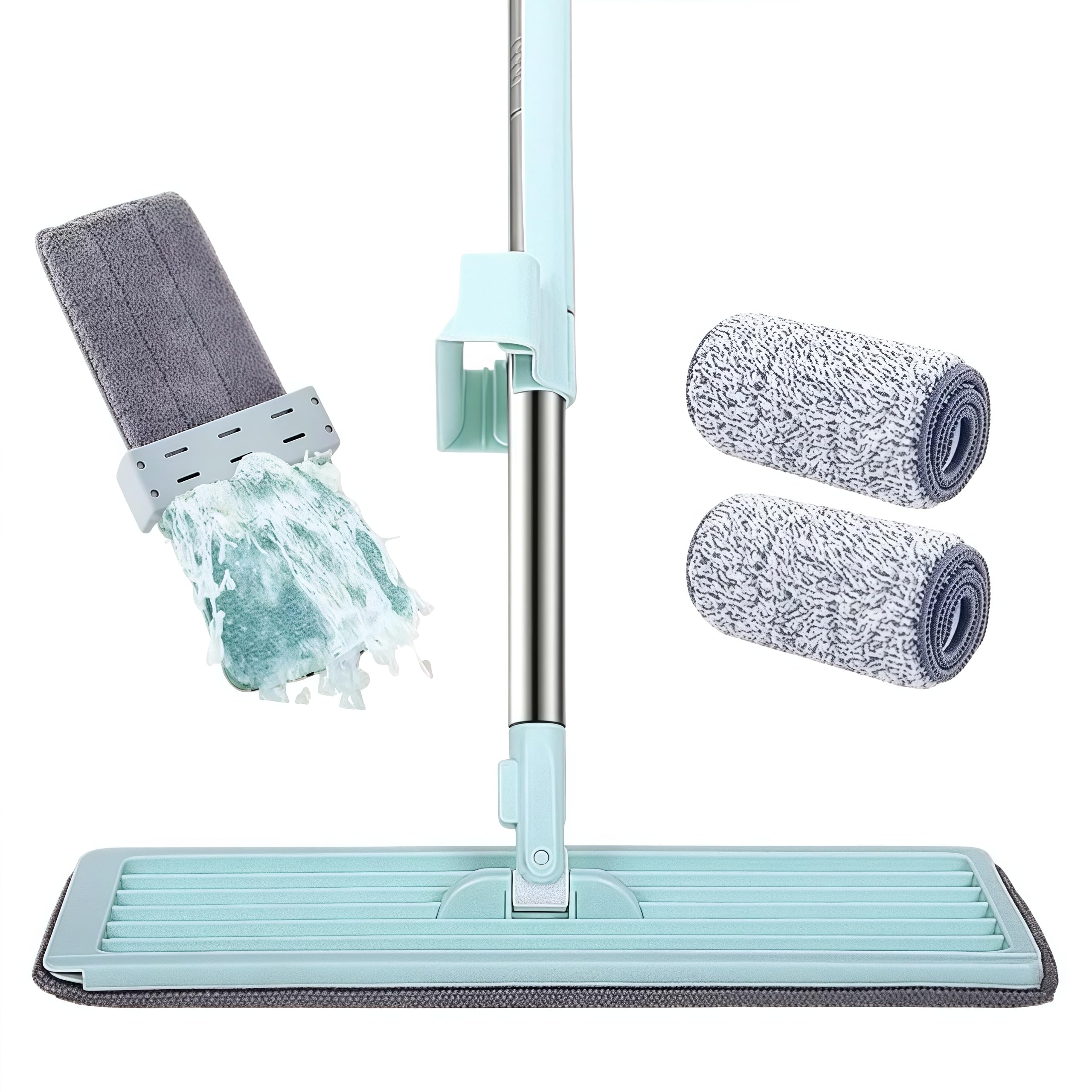 baselike Flat Mop for Floor Cleaning Magic Slider Squeeze Mop Microfiber Hands Free Squeeze Mob 360 Bucket Less Pocha Wet and Dry Use Microfiber Refill mop Stick