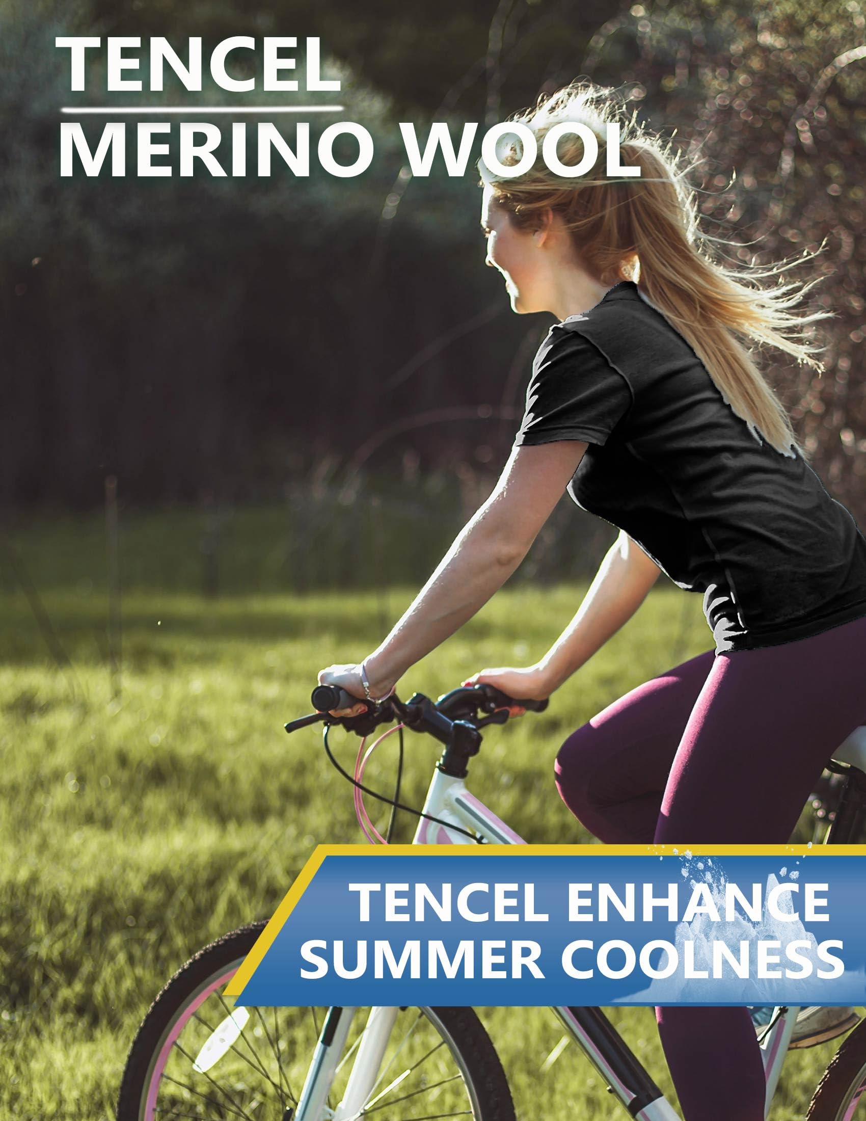 Merino Protect Chemise de base en laine mérinos et Tencel pour femme - T-shirt léger anti-odeur à manches courtes pour la randonnée