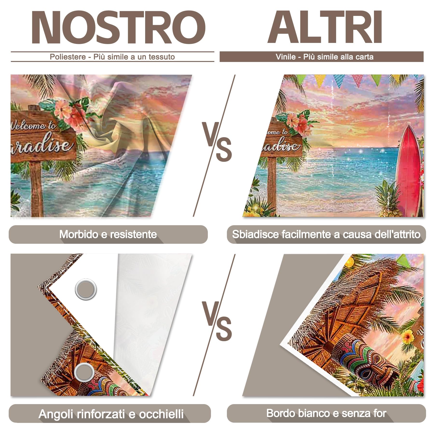 Luminora 3x2,4m Sfondo estivo tropicale sulla spiaggia, luau, palme