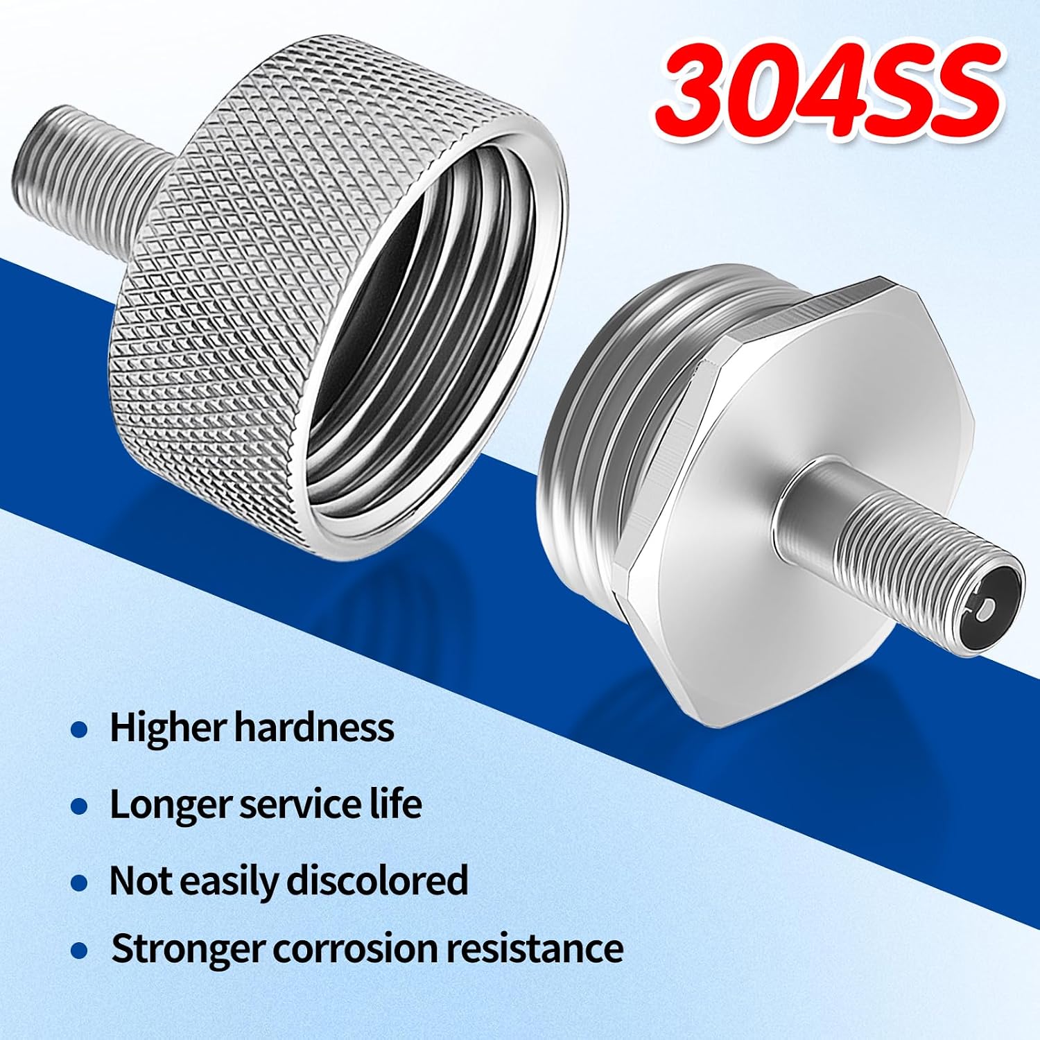 2PCS RV Winterizing Blowout Adapter,304 Stainless Steel RV Blow Out Adapter Set, 3/4" Male and Female Water Line Hose Plug for RV,Camper,Garden Hose and Sprinkler Winterization