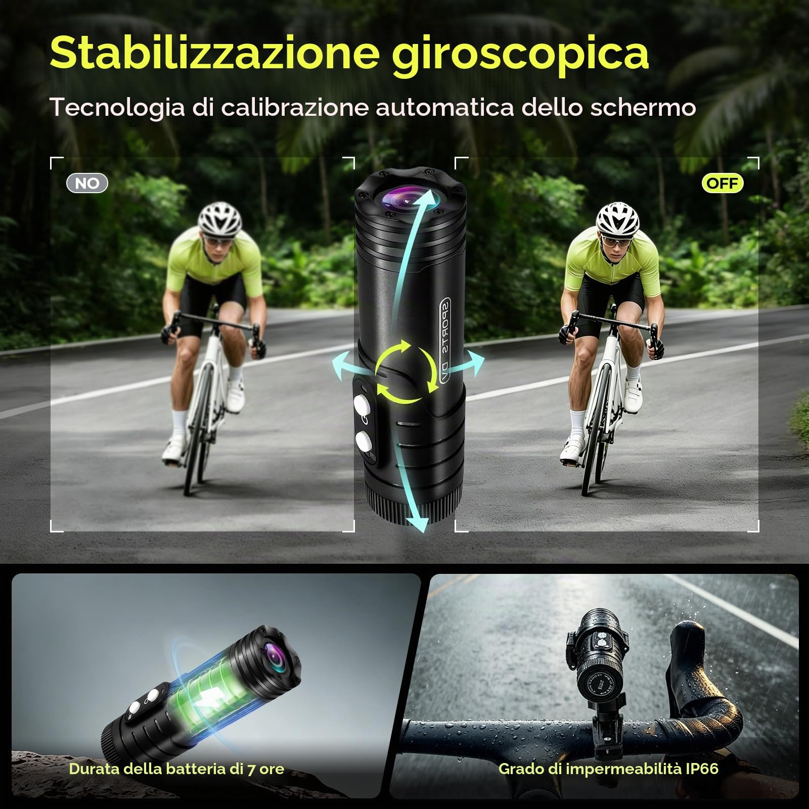 AIKER Dash Cam Moto,Versione Aggiornata Wifi Telecamera Moto 1080phd&Angolo Ampio Di 120°/Ip66 Impermeabile/Lunga autonomia/Regolazione Orizzontale In Tempo Reale Action Cam,Collegamenti Intelligenti