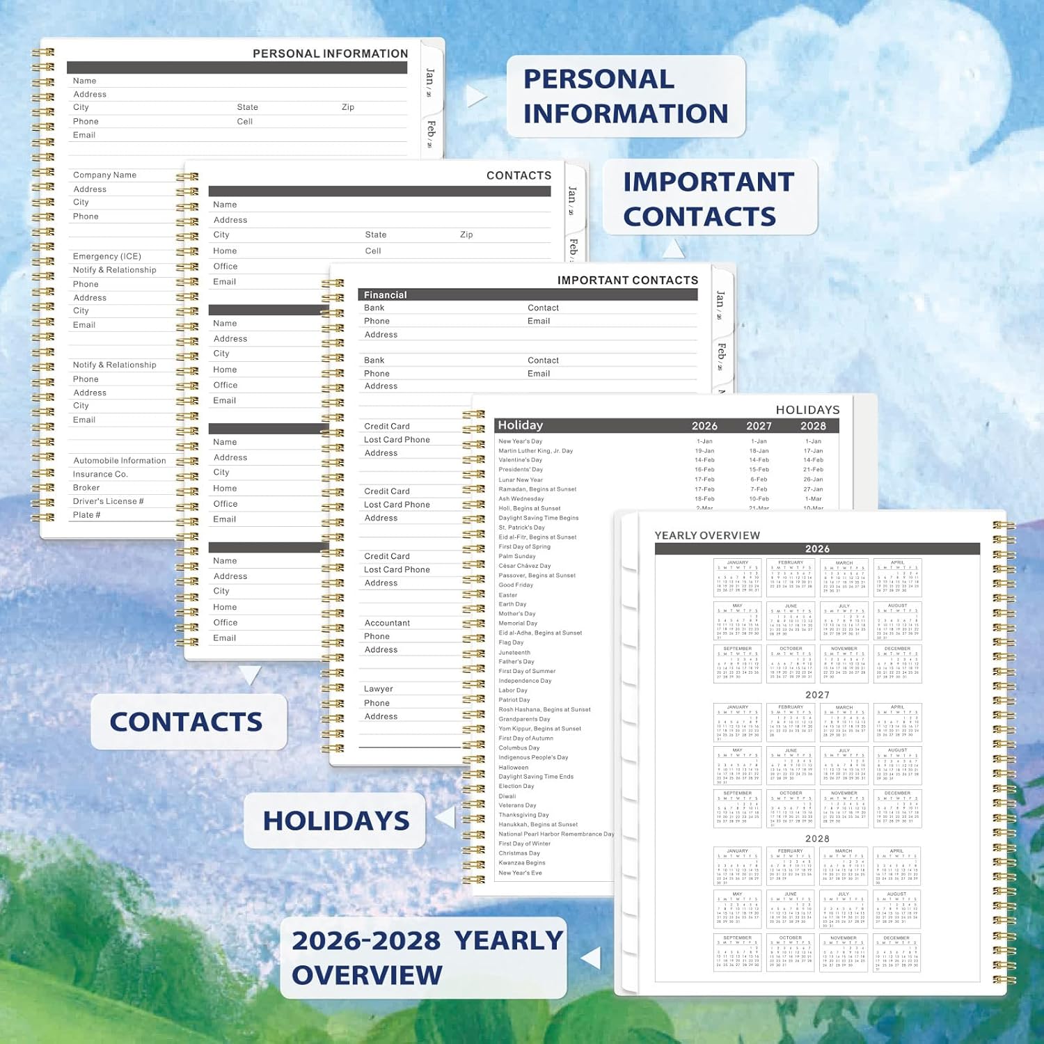 Monthly Planner 2026-2027 - 2 Year Planner 2026-2027, JAN. 2026 - DEC. 2027, 9'' x 11'' with Coated Tabs, Inner Pocket - Image 4