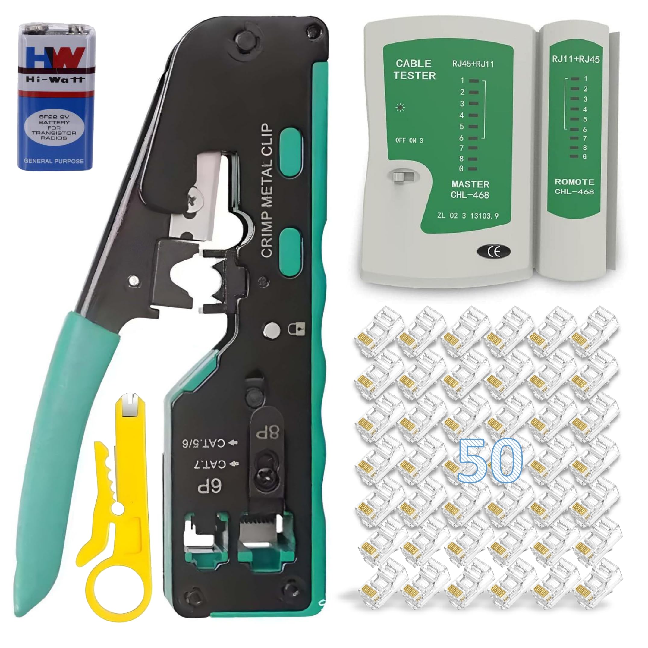 RJ45 Pass Through Crimping tool kit Compatible With Ethernet & Telephone Cable Crimp for Cat5 Cat5e Cat6 Cat6A Cat7 lan network wire and RJ11 RJ12 STP/UTP (Combo-7)-image-26