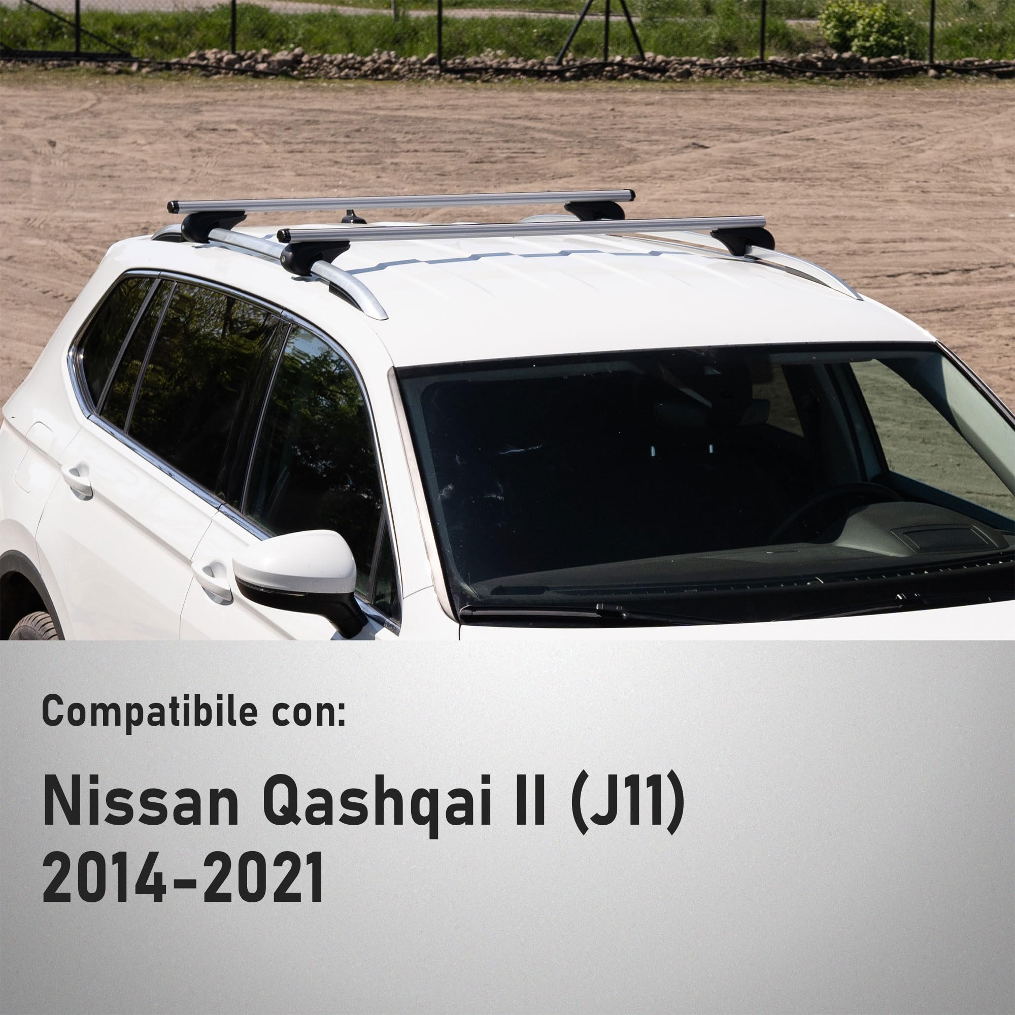 CHROMEMASTER Portapacchi da Tetto, Barre Tetto; Compatibile con Nissan Qashqai 2014-2021; Per il Trasporto di Box da Tetto, Portabiciclette, Scala | Struttura Leggera e Resistente in Alluminio