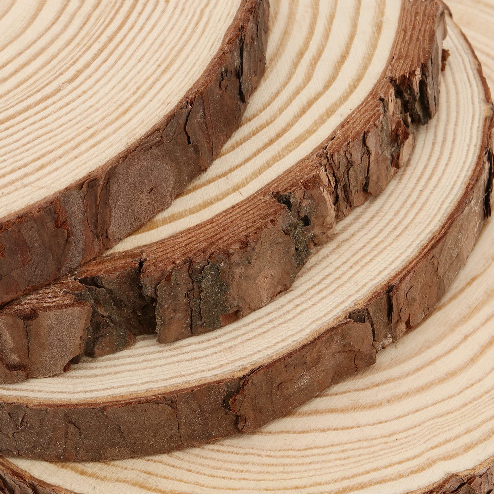 MUKLEI 8 Stück 23–25 cm Holzscheiben rund, ohne Loch, Holzscheitscheiben, unlackierte Holzkreise, Holzscheiben für Kunst, DIY-Handwerk, Weihnachtsschmuck, Hochzeitsdekoration, Holzuntersetzer