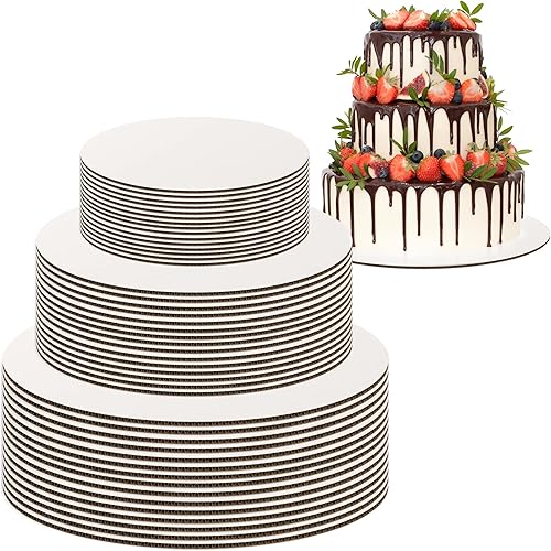 Miniatura 2 de Juego de tablas redondas blancas para tartas paquete de 18 6 piezas de 6, 8 y 10 pulgadas  Círculos redondos de cartón  Bandeja desechable para base