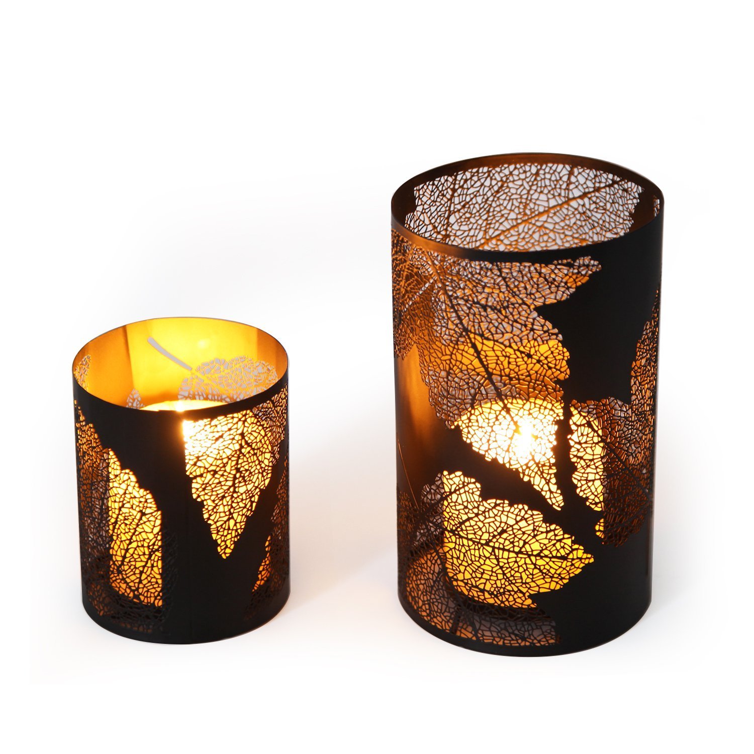 Black Finish Metal Candle Holders Leaf Cut Tealight Lantern for Table &Shelf, Votive Candle Holder, Wedding Centerpieces, Home Decor (Maple Leaves)