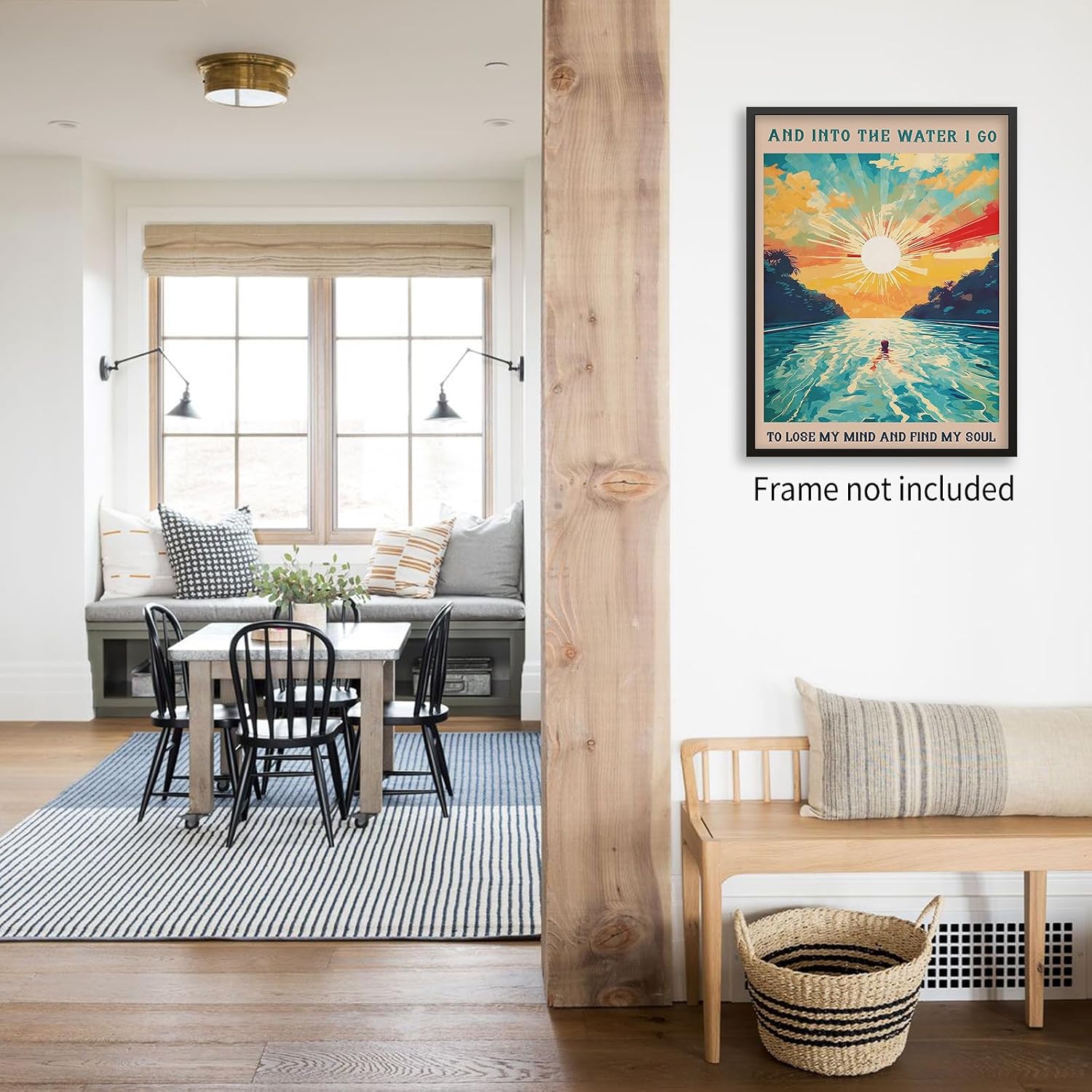 MWZUPQ Sunrise Sunset landscape Posters Abstract Ocean Painting Wall Art Into The Water I Go To Lose My Mind And Find My Soul Prints 12X16 inch Unframed Inspirational affirmation Gift