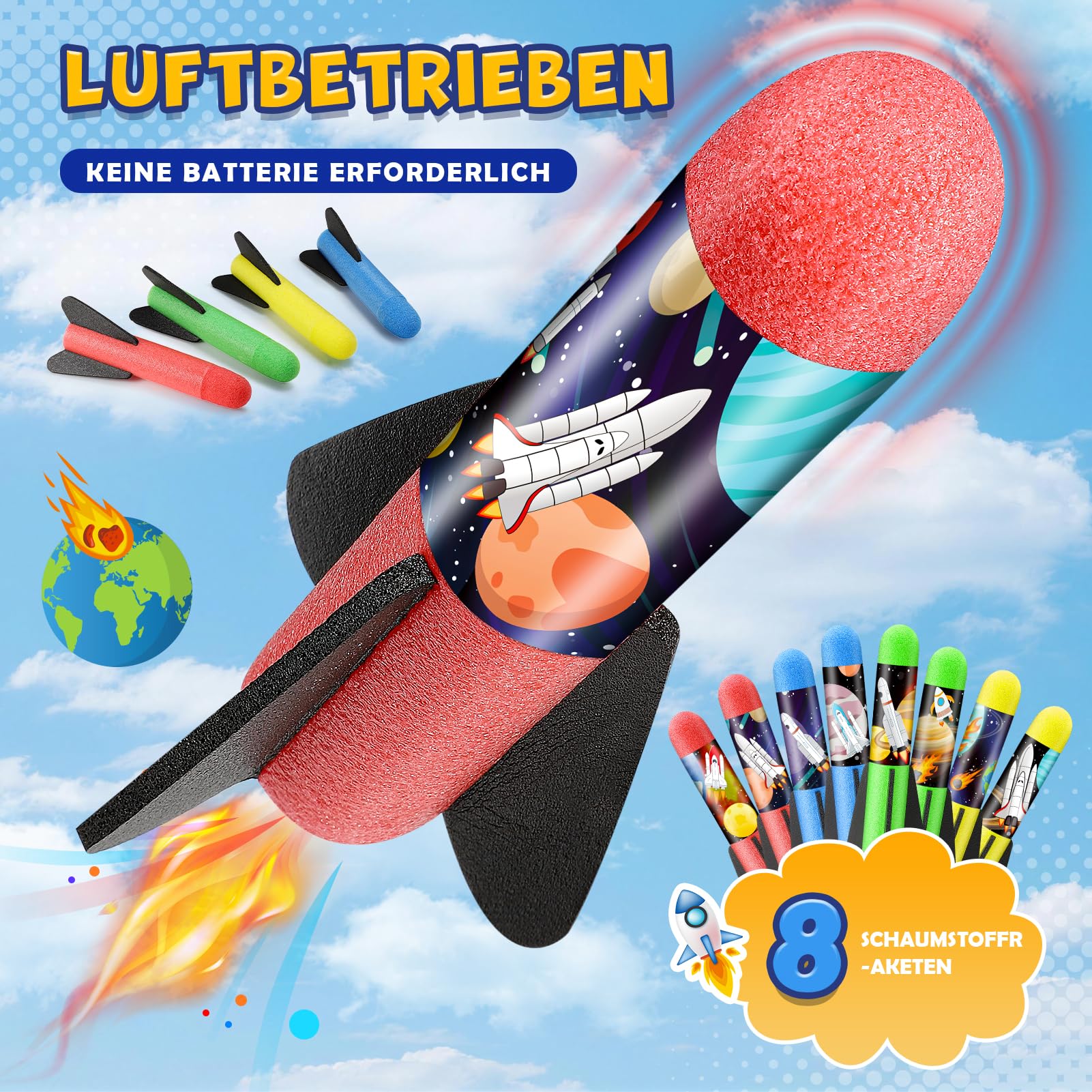 Anginne Raketen Spielzeug für Kinder, Outdoor Spielzeug ab 3 4 5 6 7 8 Jahre Junge Outdoor Spiele Garten Spielzeug für Draußen Kinderspielzeug ab 3-12 Jahre Ostergeschenke Kinder - 5