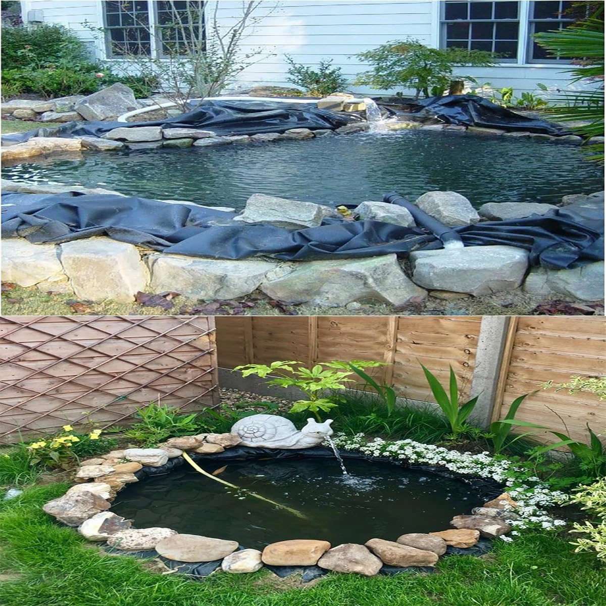 HDPE-Teichfolie 10x8m, wasserdichte Membran für Wassergärten, Fischteiche, Wasserfälle und Springbrunnen, strapazierfähige Abdeckung für Wasserlandschaften