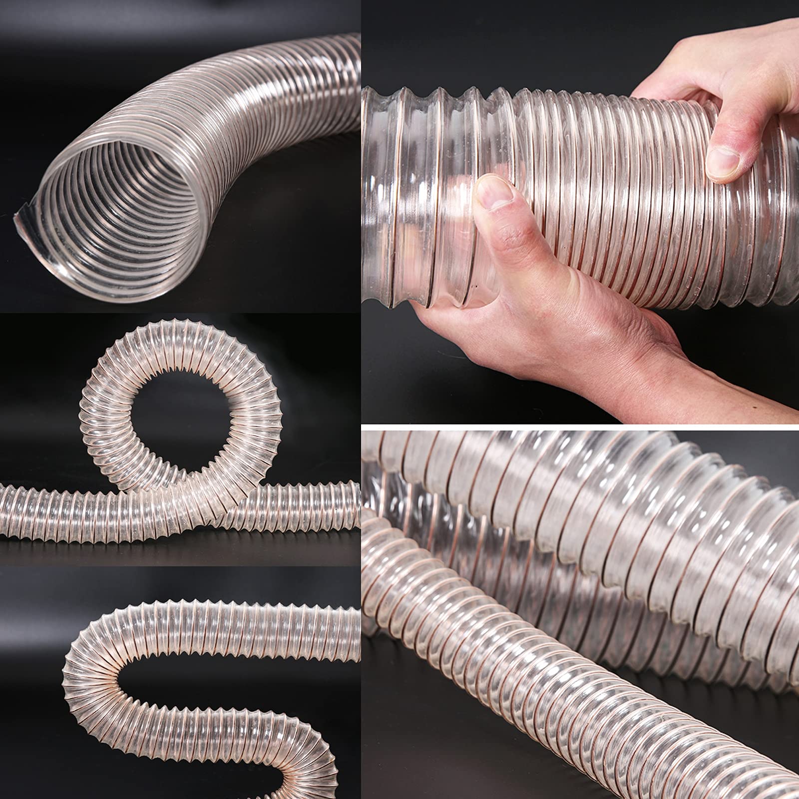 Manguera de ventilación for conductos Manguera de PU Manguera flexible Flexibilidad de 3,28 pies Resistencia a altas temperaturas Tubo corrugado Pared de espesor 1,5 mm ID 25-50 mm,45mm*1.5mm (Size :