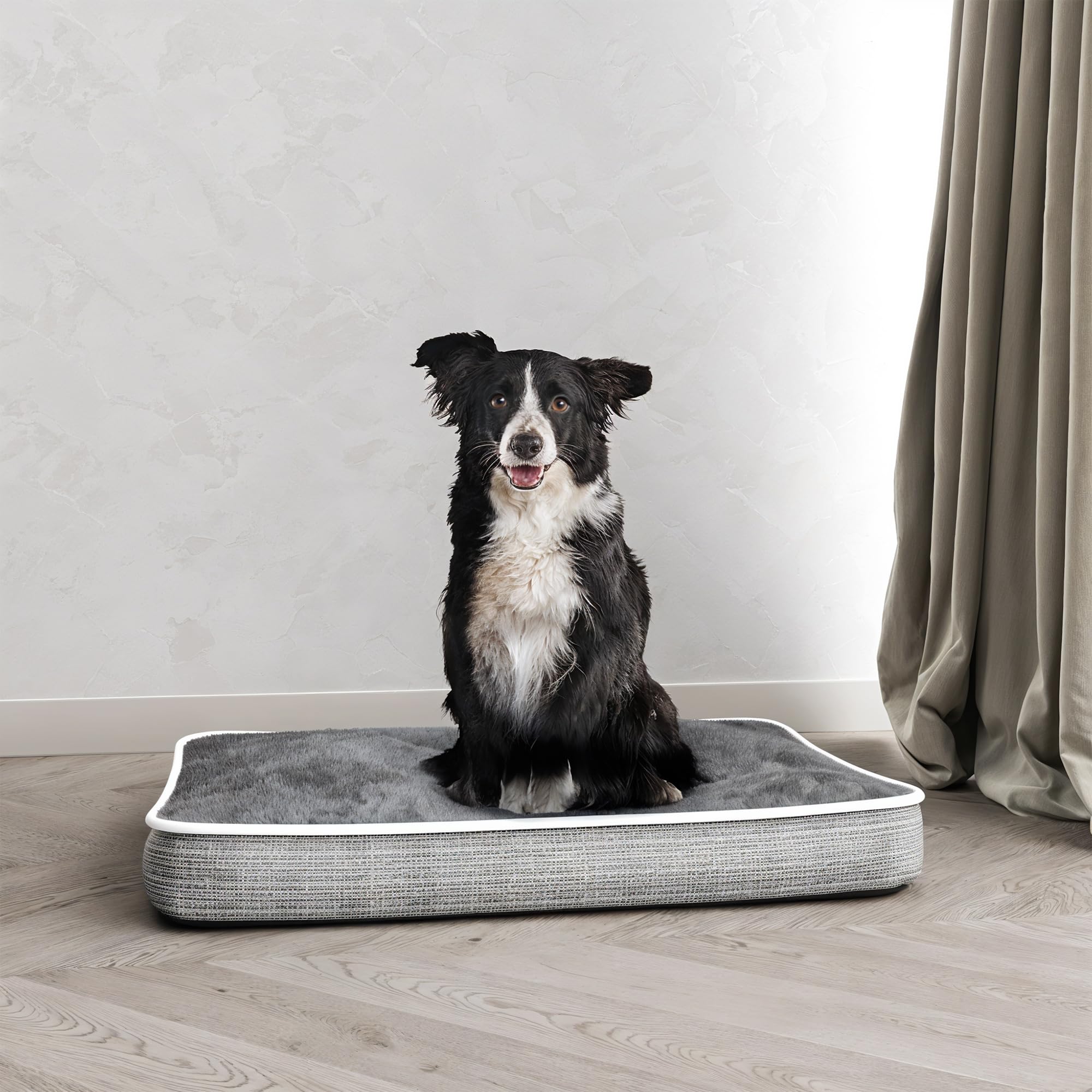 Cuscinone 4 stagioni per cani e gatti, cuscino sfoderabile con zip e lavabile - Letto imbottito, cuccia in pile per l'inverno e tessuto waterproof per l'estate - 89x65 cm GRIGIO CHIARO