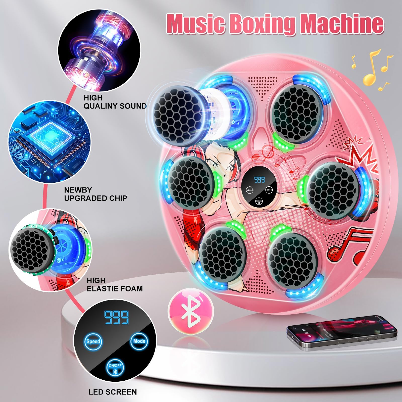 JUOIFIP Macchina Da Boxe - Set Da Boxe A Parete Bluetooth