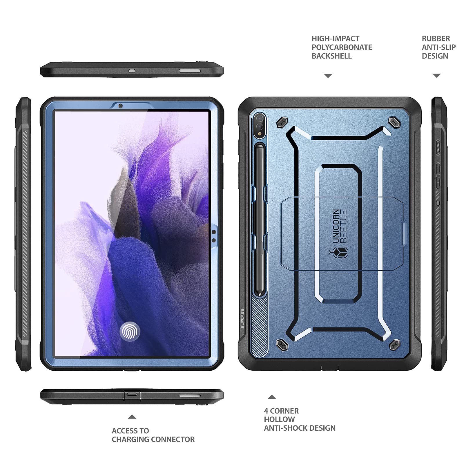 SUPCASE Unicorn Beetle Pro Series etui do Samsung Galaxy Tab S7 FE 12,4 cala (2021), wytrzymałe etui na całą obudowę z wbudowaną osłoną ekranu i uchwytem na długopis S (nachylenie)