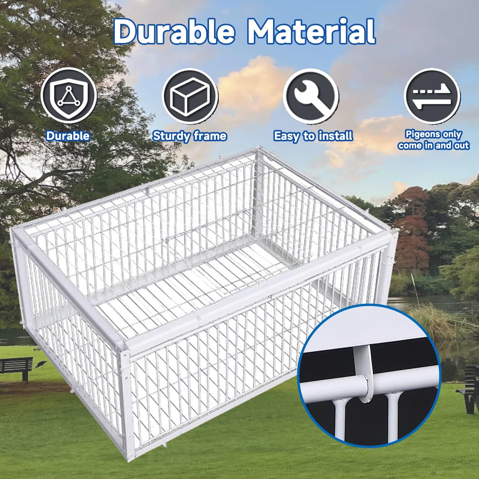 Montaje portátil al Aire Libre for Jaula de Palomas Trampa for pájaros con Entrada unidireccional, Trampa antiescape, portátil y fácilmente expandible(White,60 * 40cm)