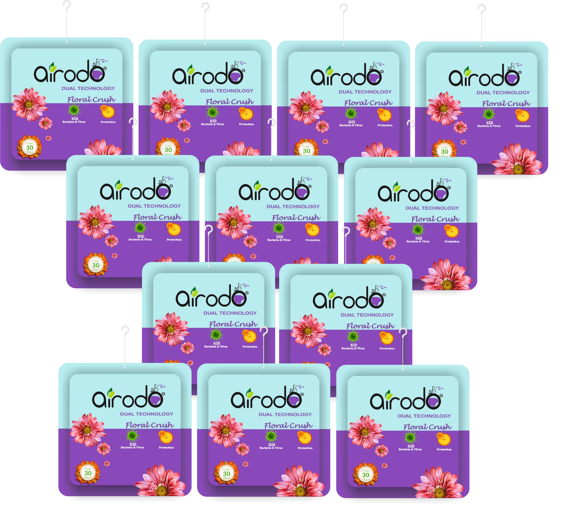 Air Room Freshener Power Pocket Gel, Fragrance Booster, Lasts Upto 30 Days, Skin Friendly, Home Fragrance Fresh Scents for Bathroom, Toilet, Living Room, Office (Floral Crush, Pack of 12)