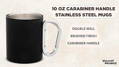 Miniatura 17 de Tazas personalizadas de acero inoxidable con asa de mosquetón, 10 onzas, juego de 10, paquete personalizado a granel, perfectas para café