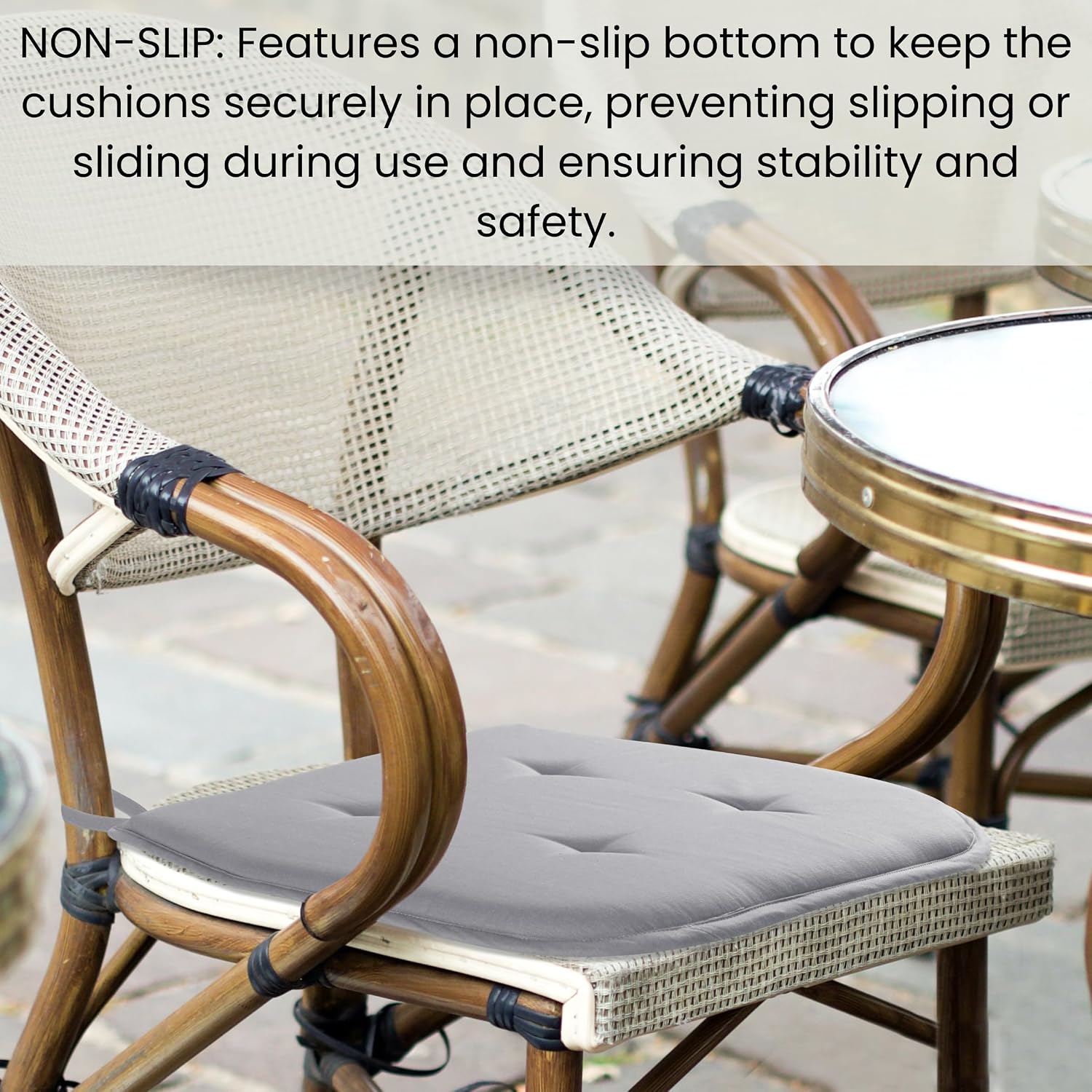Cotton Clinic Chair Cushion Memory Foam Pads Set of 4 - Non-Slip U-Shaped 15x16 inches Chair Cushions for Dining Room, Kitchen, Office Use, Computer Desk Seat Pad Cushion - Light Grey