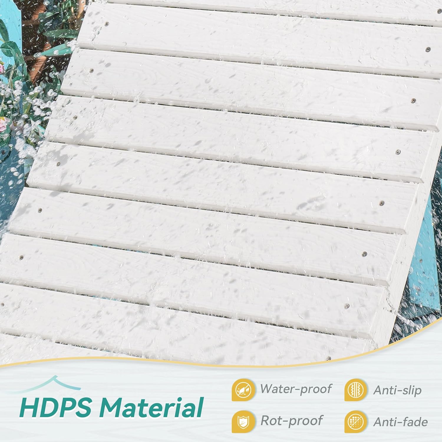 Pool Lounge Chairs Set of 2 - Anti-Floating HDPS Design for Pools & Backyard Sun Decks, Weighted Pool Chairs and Lounges for Poolside or Outside, Includes Headrest, White