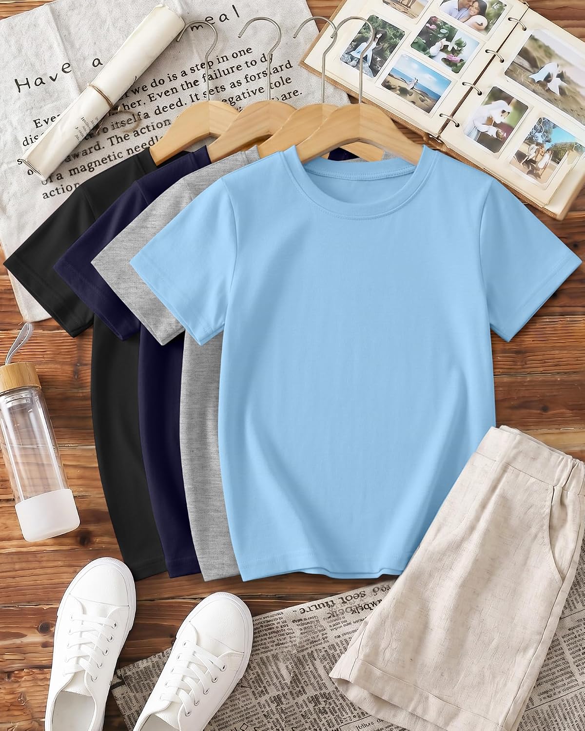 4 Pack Toddler Boy's T Shirts Short Sleeve Crew Neck Tees Summer Basic Tops