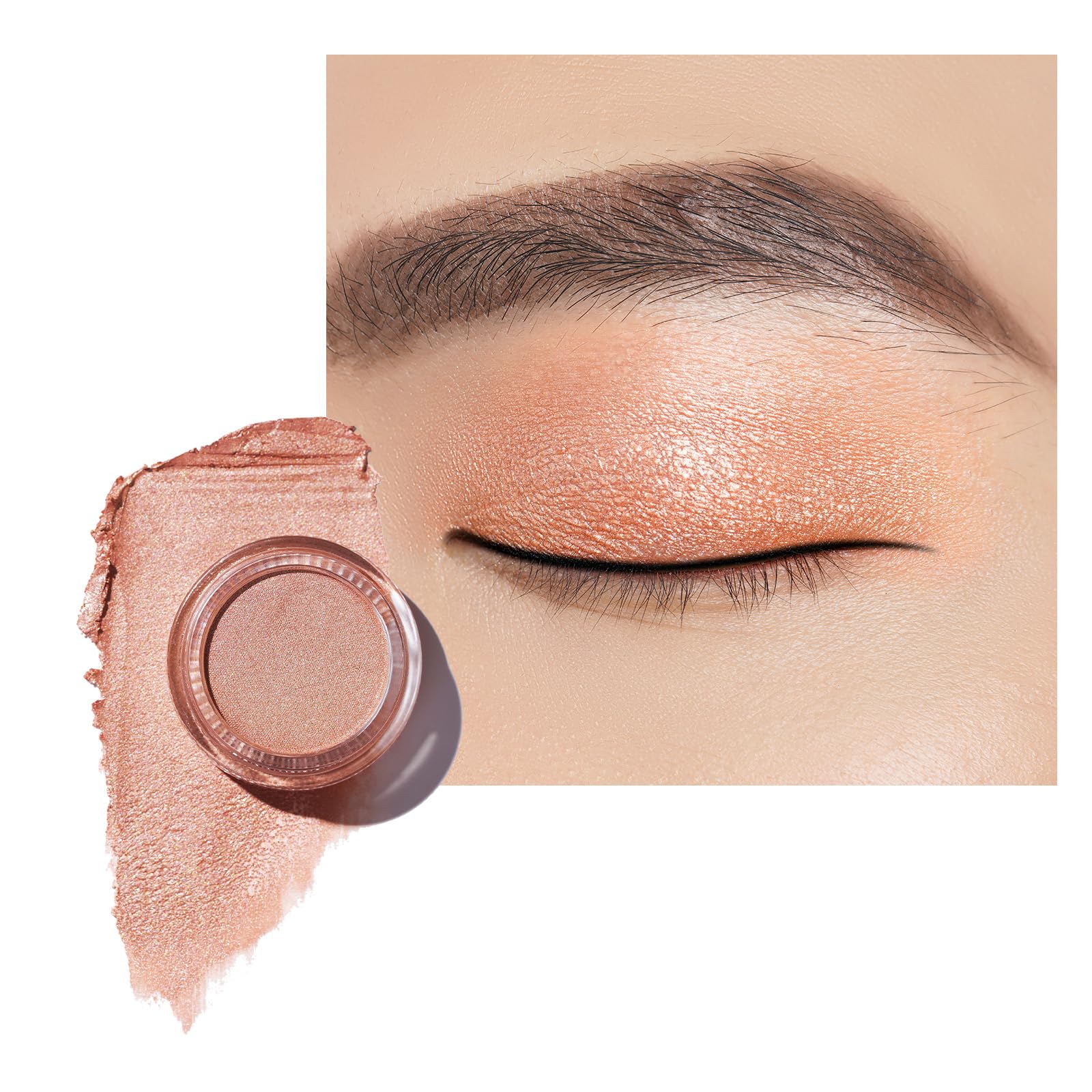 Nude Gold Cream Eyeshadow also for Highlighter Highly Pigmented Eye Shadow Waterproof&Long Lasting with Moisturizing Formula Blendable Shimmer Eye Make-up,Vegan & Cruelty-Free, 6g O10