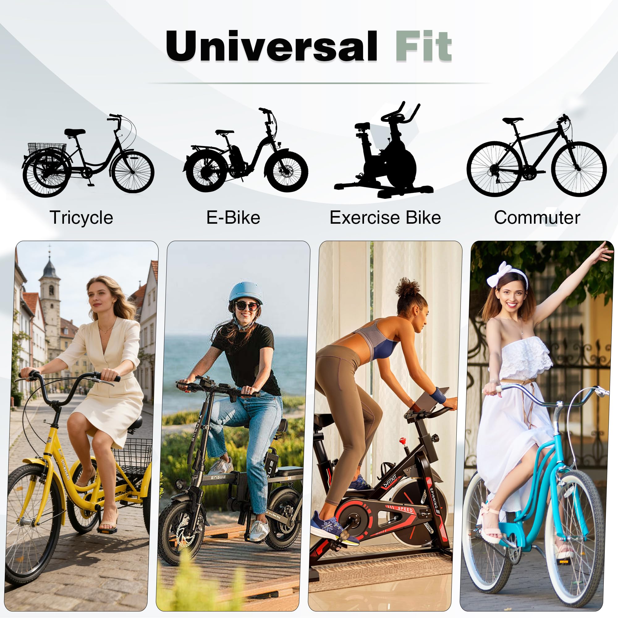 ZUKKA Selle de vélo avec dossier fixe et selle réglable, selle de vélo universelle de rechange, dossier souple pour VTT, tricycle, noir