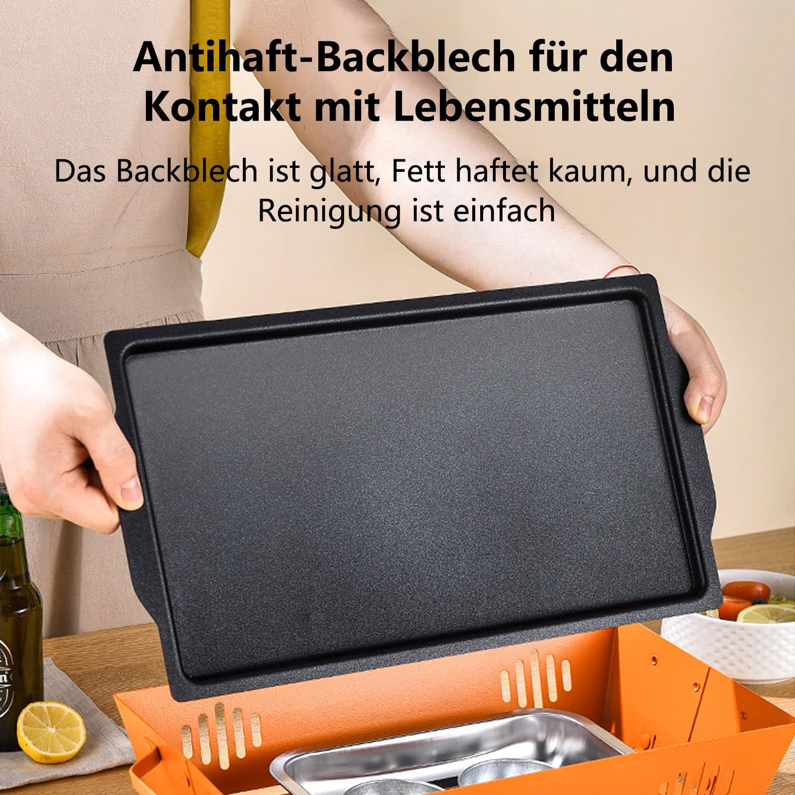 Warmhalteplatte Grillgut, Aluminiumlegierung Grill Warmhalteplatte mit Antihaftbeschichtung Speisenwärmer, Grillgut Warmhalten für Buffet und Camping Grill (Holzkohle-Rot)