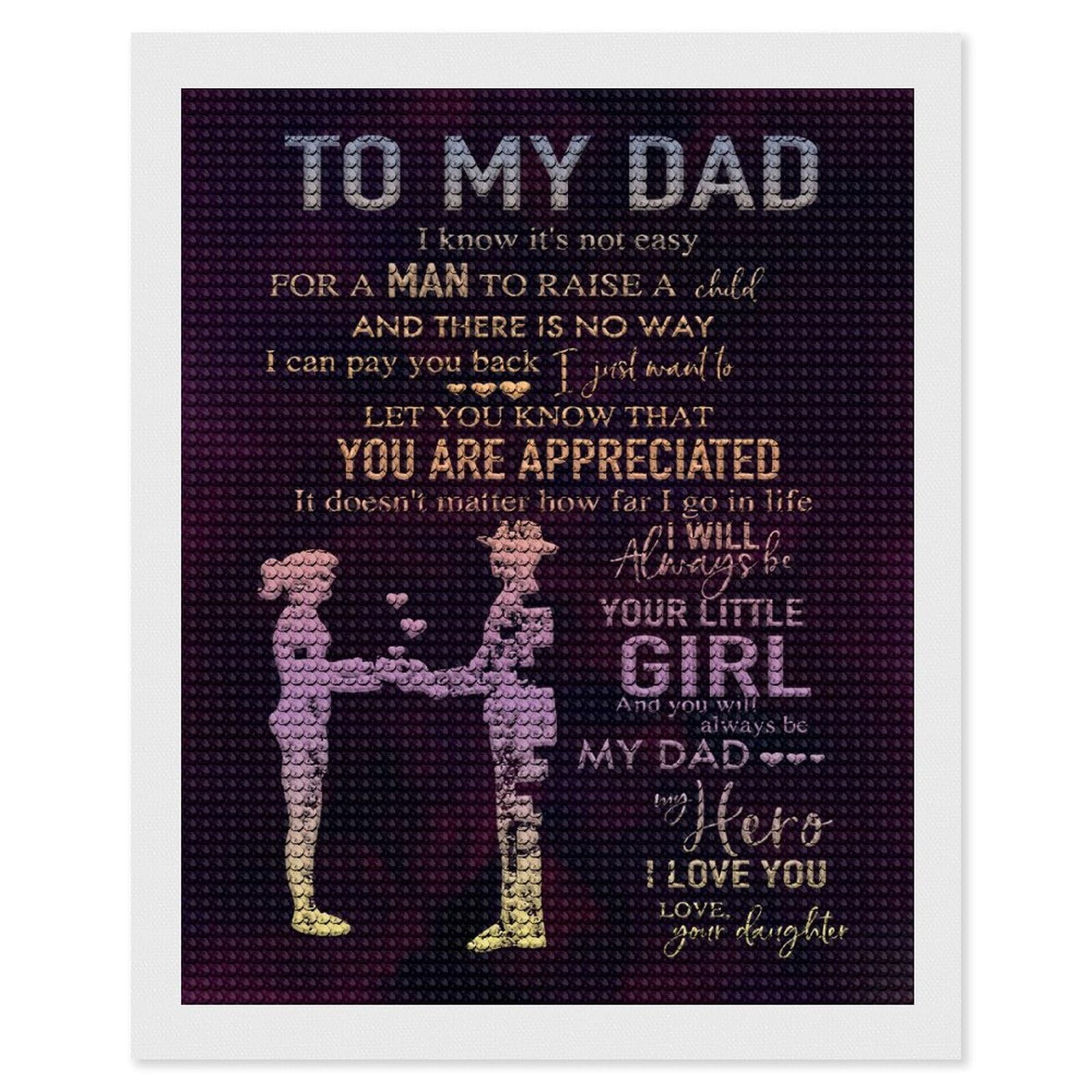 Junmoney to My Dad from Daughter Diamond Painting Set 16"x20", for Beginners, Modern Decor, Simple to Start, Gift Idea, Pleasing Wall Art Project
