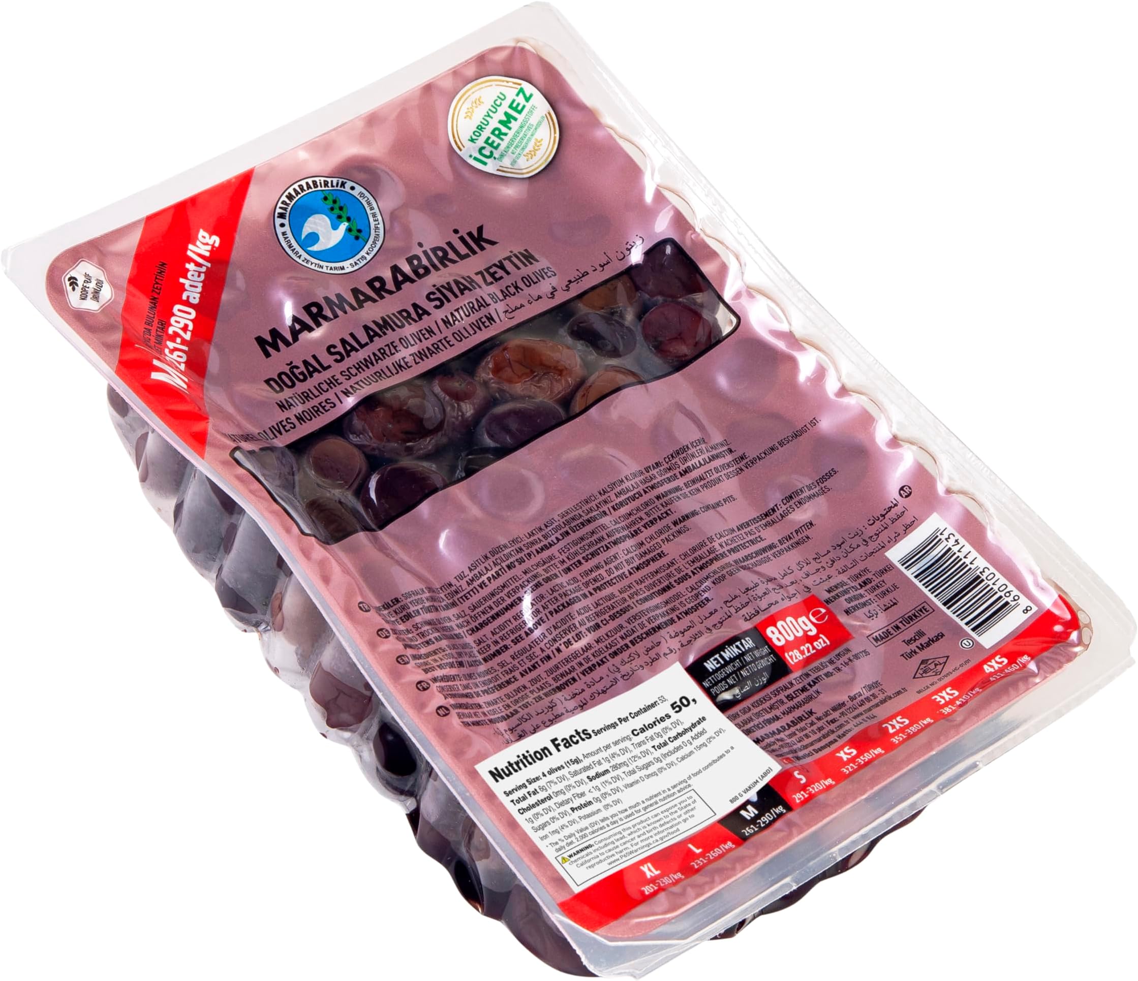 Marmarabirlik Oil Cured Olives (Turkish) 800 g. pkg SUPER
