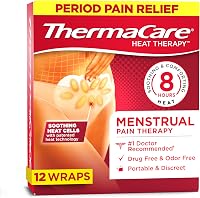ThermaCare Menstrual HeatWraps: Portable Adhesive Heating Pads for Period Cramps & Back Pain Relief - 8 Hours Discreet Cord-Free Therapy (12-Count)