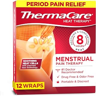 ThermaCare Menstrual HeatWraps: Portable Adhesive Heating Pads for Period Cramps & Back Pain Relief - 8 Hours Discreet Cord-Free Therapy (12-Count)