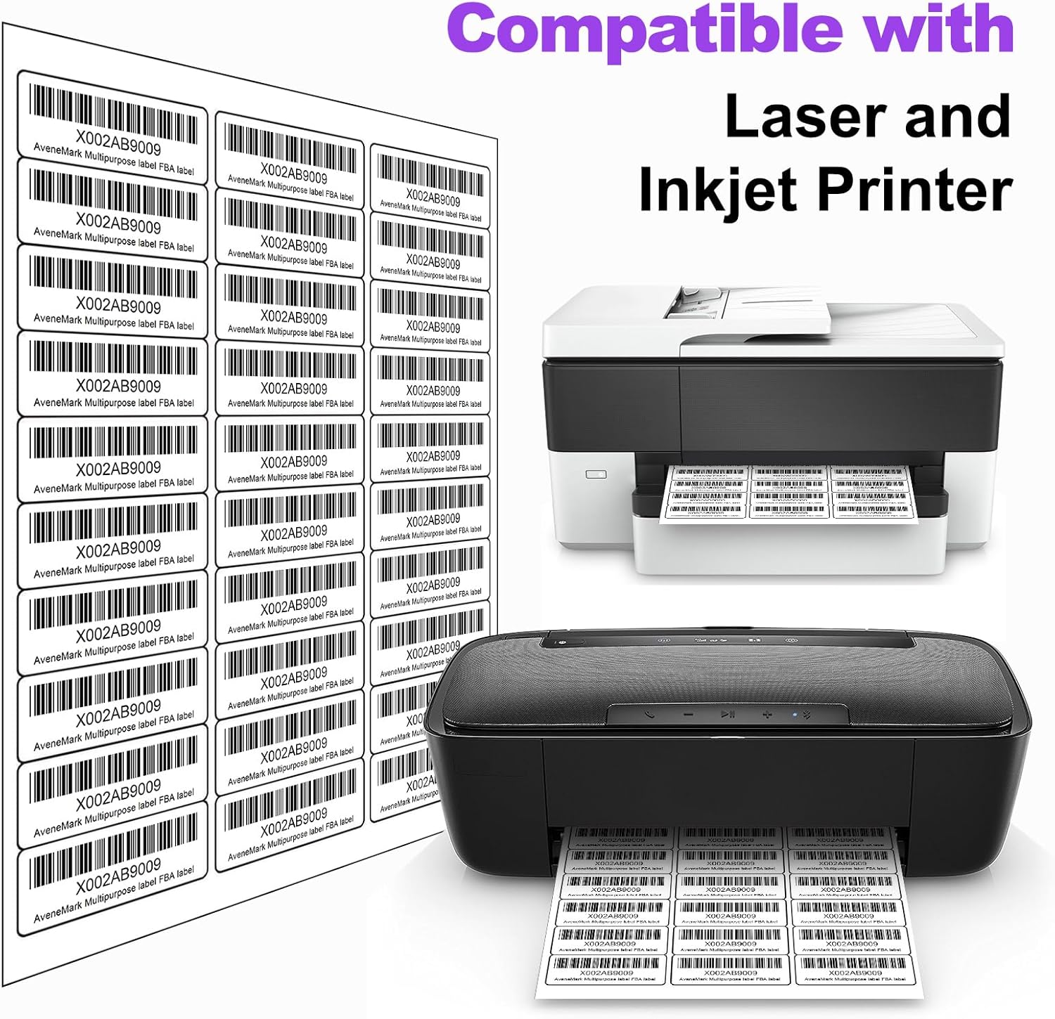 500 Sheets 15000 Address Labels, AveneMark 30-UP 1" x 2-5/8" Shipping Sticker Papers for Laser and Inkjet Printers, 30 Labels per Sheet - Image 4