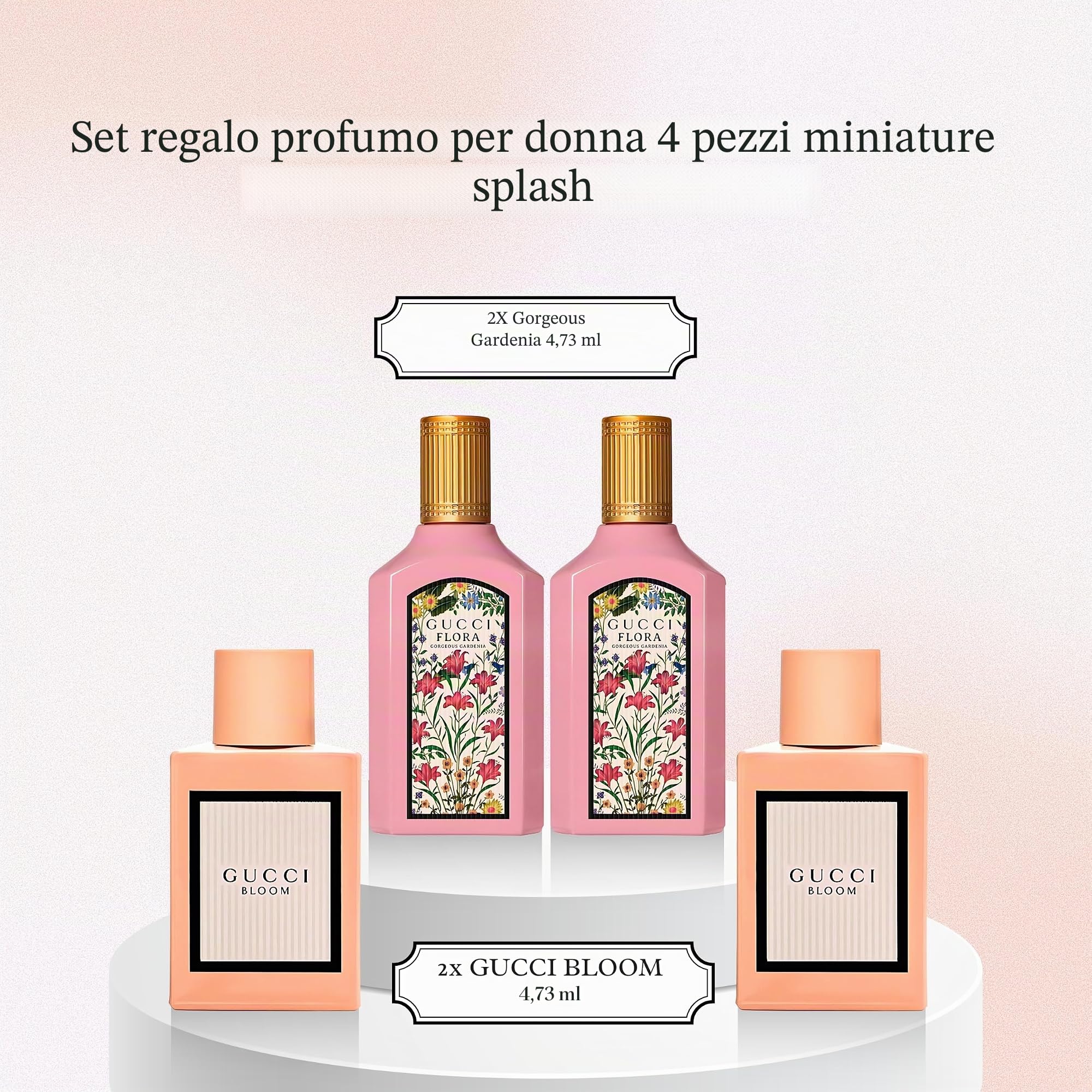 Gucci 4 Pezzi Set Regalo Profumi per Donna- 2x Gucci Bloom 4,5 Once e 2x Gucci Flora 4,5 g