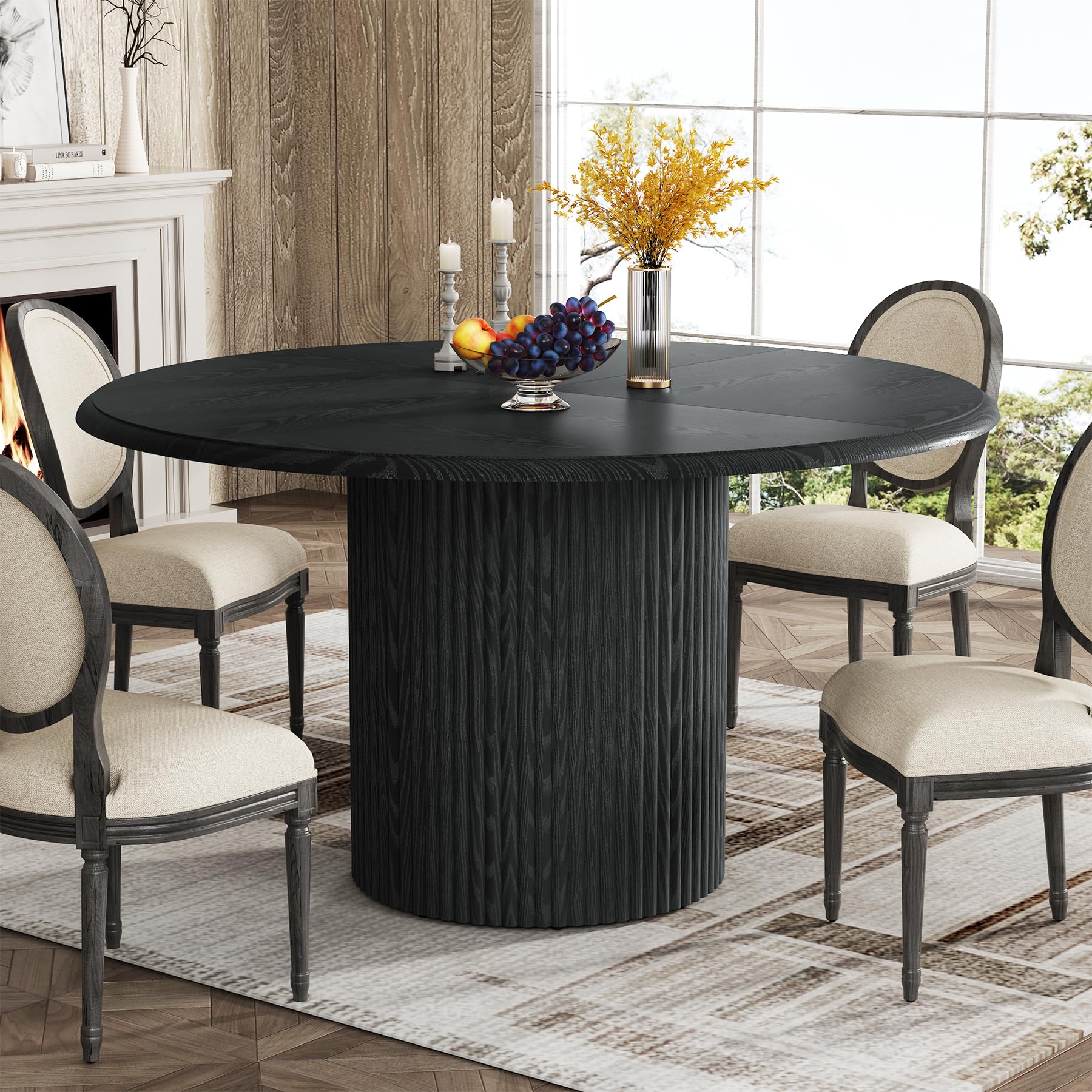 Tribesigns 47-inch Round Dining Table in a modern dining room setting