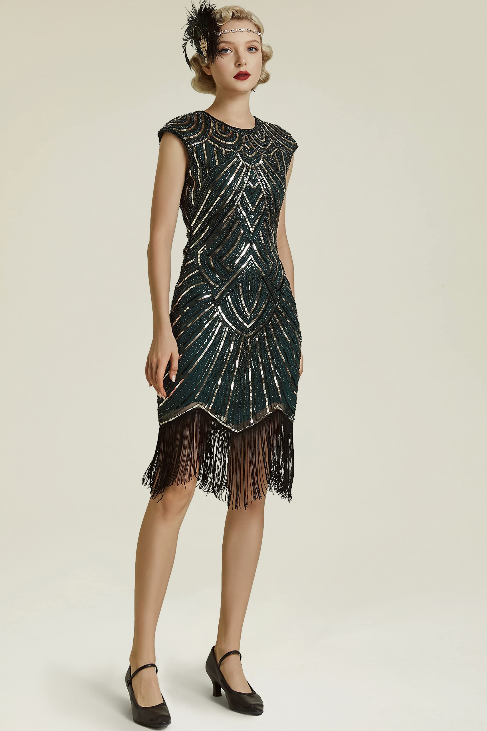 BABEYOND Vestidos de Aleta de Mujer 1920 Vestido de Flecos de Gran Gatsby