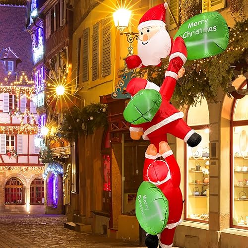 Miniatura 8 de Fayavoo Inflables de Navidad de 8 pies para decoración al aire libre, Papá Noel de escalada de Navidad inflable con luces LED, decoraciones de patio