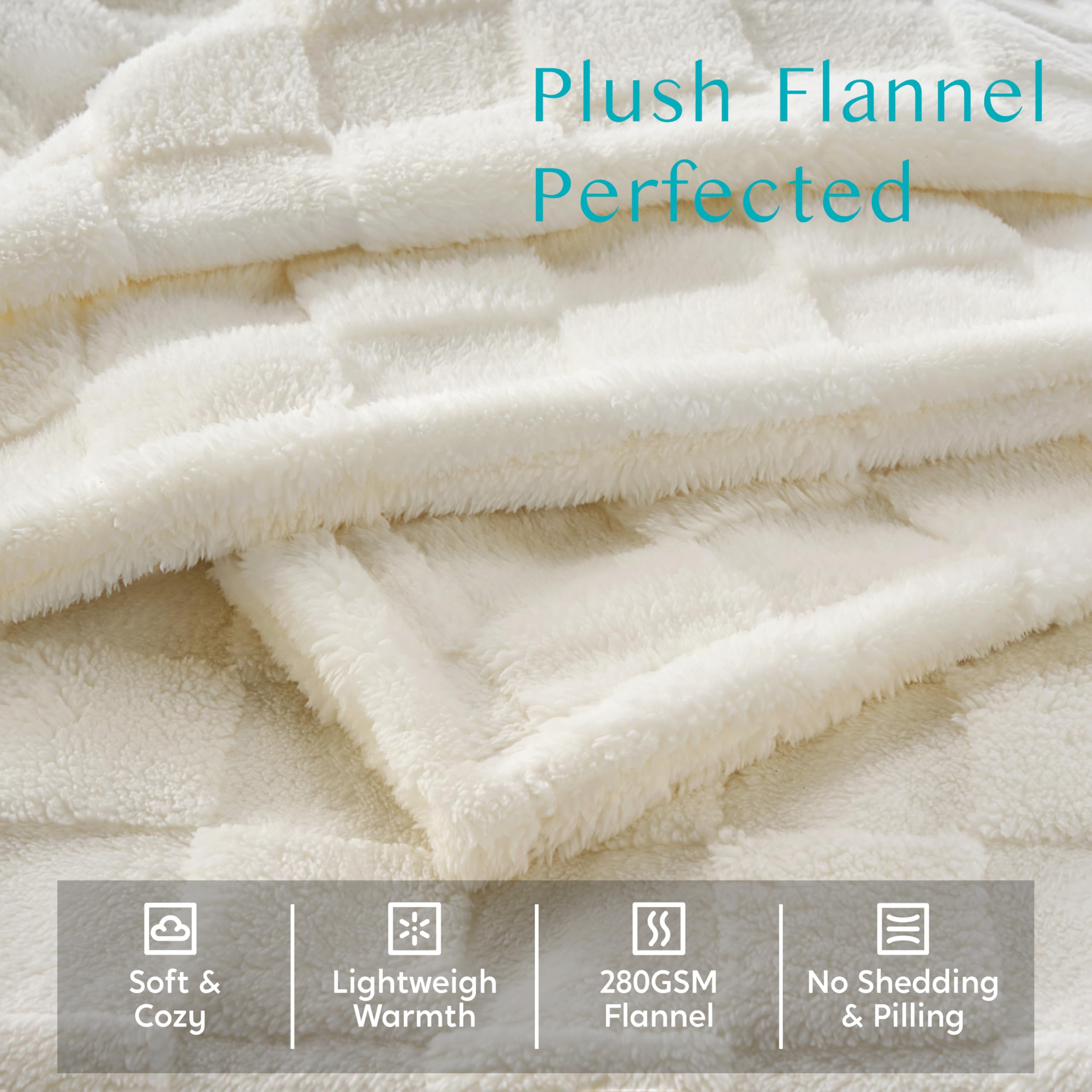 Joiedomi Couverture Polaire Blanche à Carreaux Twin 152 x 203 cm, Douce et Chaude en Flanelle, idéale pour lit, idée Cadeau pour Femmes, Mamans et Filles