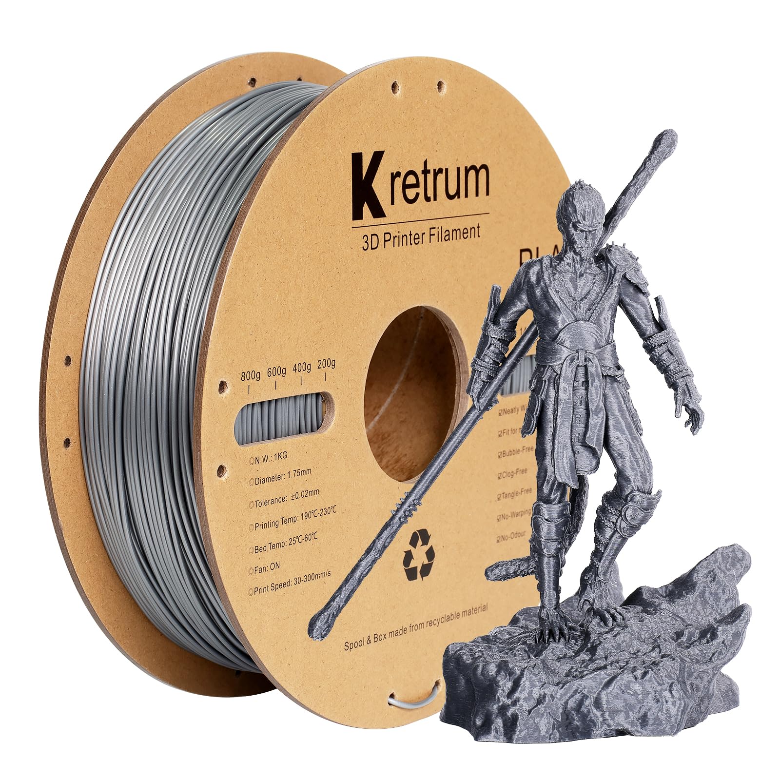 Kretrum PLA Filament Silver